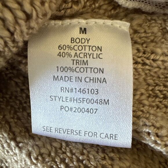 Hippie Rose Sweater Women’s Medium Beige Knit Lace Hem Pullover Casual Boho Chic - Picture 3 of 8